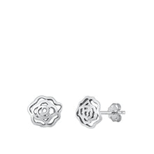 Load image into Gallery viewer, Sterling Silver Oxidized Flower Earrings