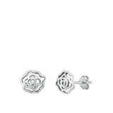 Sterling Silver Oxidized Flower Earrings