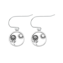 Load image into Gallery viewer, Sterling Silver Oxidized Sunflower Earrings