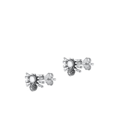 Sterling Silver Oxidized Spider Earrings
