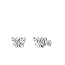 Load image into Gallery viewer, Sterling Silver Oxidized Butterfly Earring-9.6mm