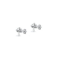 Sterling Silver Oxidized Mushroom Earrings