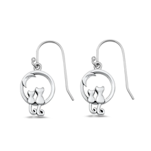Load image into Gallery viewer, Sterling Silver Oxidized Cats On Moon Assorted Plain Earrings
