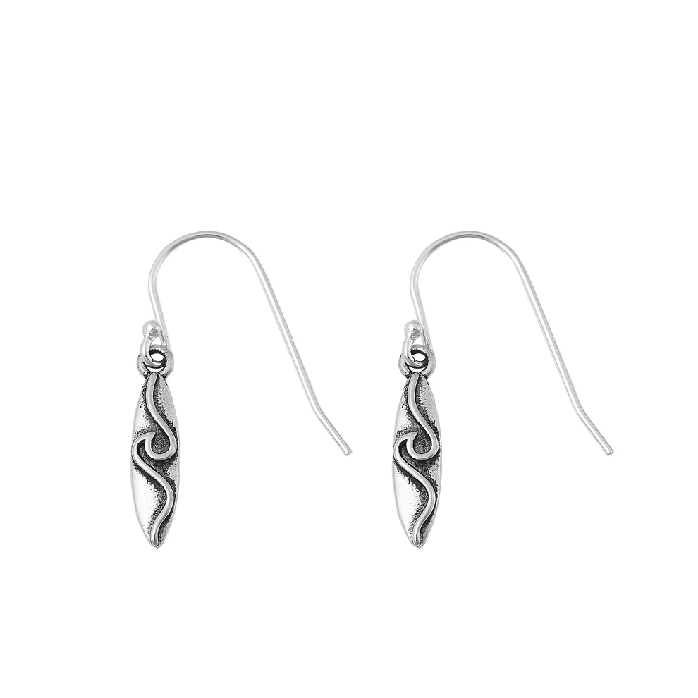 Sterling Silver Oxidized Surfboard Waves Assorted Plain Earrings