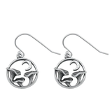 Sterling Silver Oxidized Moon And Mushrooms Assorted Plain Earrings