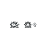 Sterling Silver Oxidized Lotus Assorted Plain Earrings