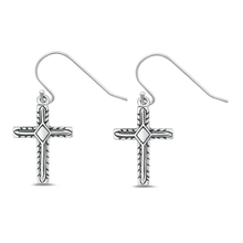 Load image into Gallery viewer, Sterling Silver Oxidized 15.7mm Cross Assorted Plain Earrings
