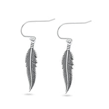 Load image into Gallery viewer, Sterling Silver Oxidized And Polished 27.5mm Feather Earrings