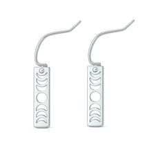 Load image into Gallery viewer, Sterling Silver Rhodium Plated Moon Phases Earrings