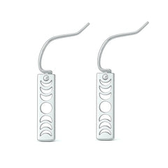 Sterling Silver Rhodium Plated Moon Phases Earrings