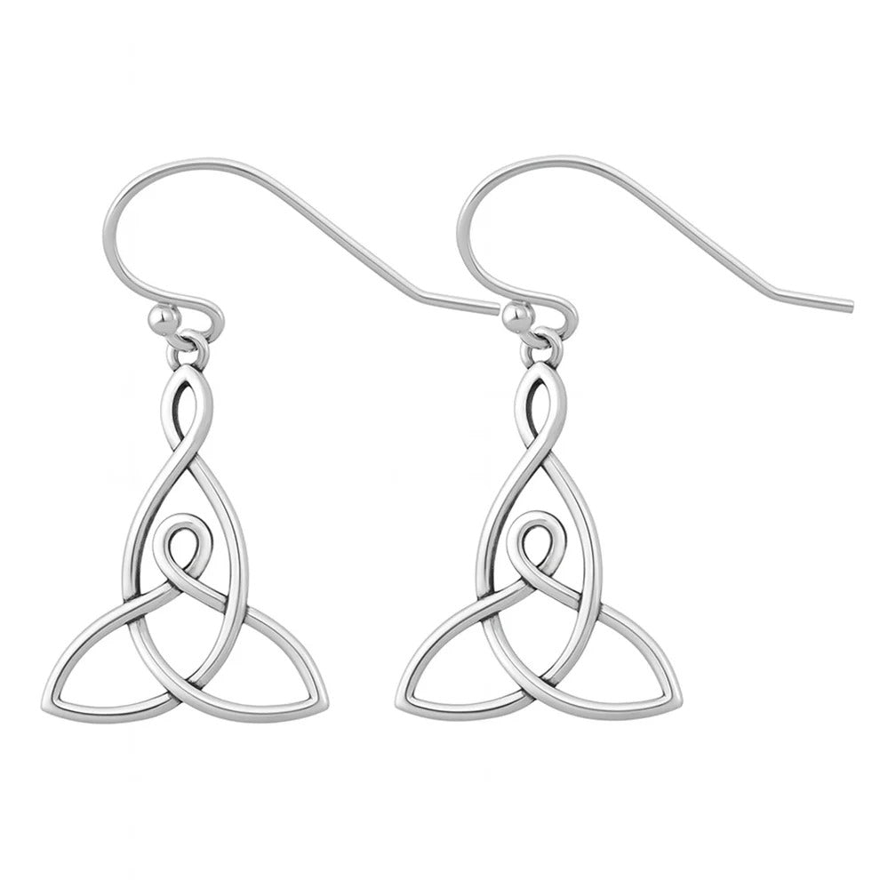 Sterling Silver Oxidized And Polished Celtic Trinity Knot Earrings