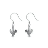 Sterling Silver Oxidized And Polished 12.1mm Cactus Earrings