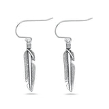 Sterling Silver Oxidized And Polished Feather Earrings