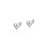 Sterling Silver Oxidized And Polished Heart EKG Earrings