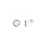 Sterling Silver Oxidized And Polished Moon And Star Earrings