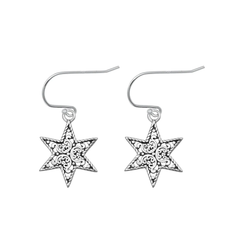 Sterling Silver Oxidized Star Assorted Plain Earrings