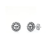 Load image into Gallery viewer, Sterling Silver Oxidized Sun Earrings