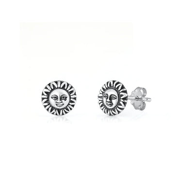 Sterling Silver Oxidized Sun Earrings