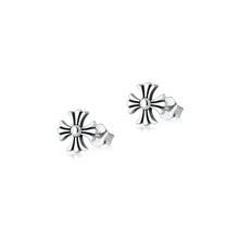 Load image into Gallery viewer, Sterling Silver Oxidized Gothic Cross Earrings