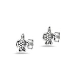 Sterling Silver Oxidized And Polished Sea Turtles Earrings