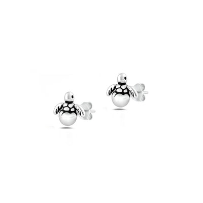 Sterling Silver Oxidized And Polished Baby Turtle Earrings