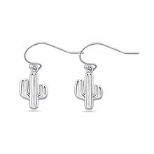 Load image into Gallery viewer, Sterling Silver Oxidized And Polished Cactus Earrings