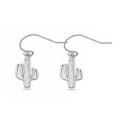 Sterling Silver Oxidized And Polished Cactus Earrings
