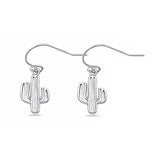 Sterling Silver Oxidized And Polished Cactus Earrings