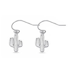Sterling Silver Oxidized And Polished Cactus Earrings