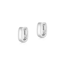 Load image into Gallery viewer, Sterling Silver Rhodium Plated Huggie Earrings