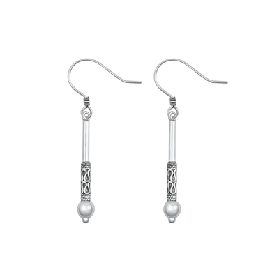 Sterling Silver Oxidized Bali Style Mace Earrings