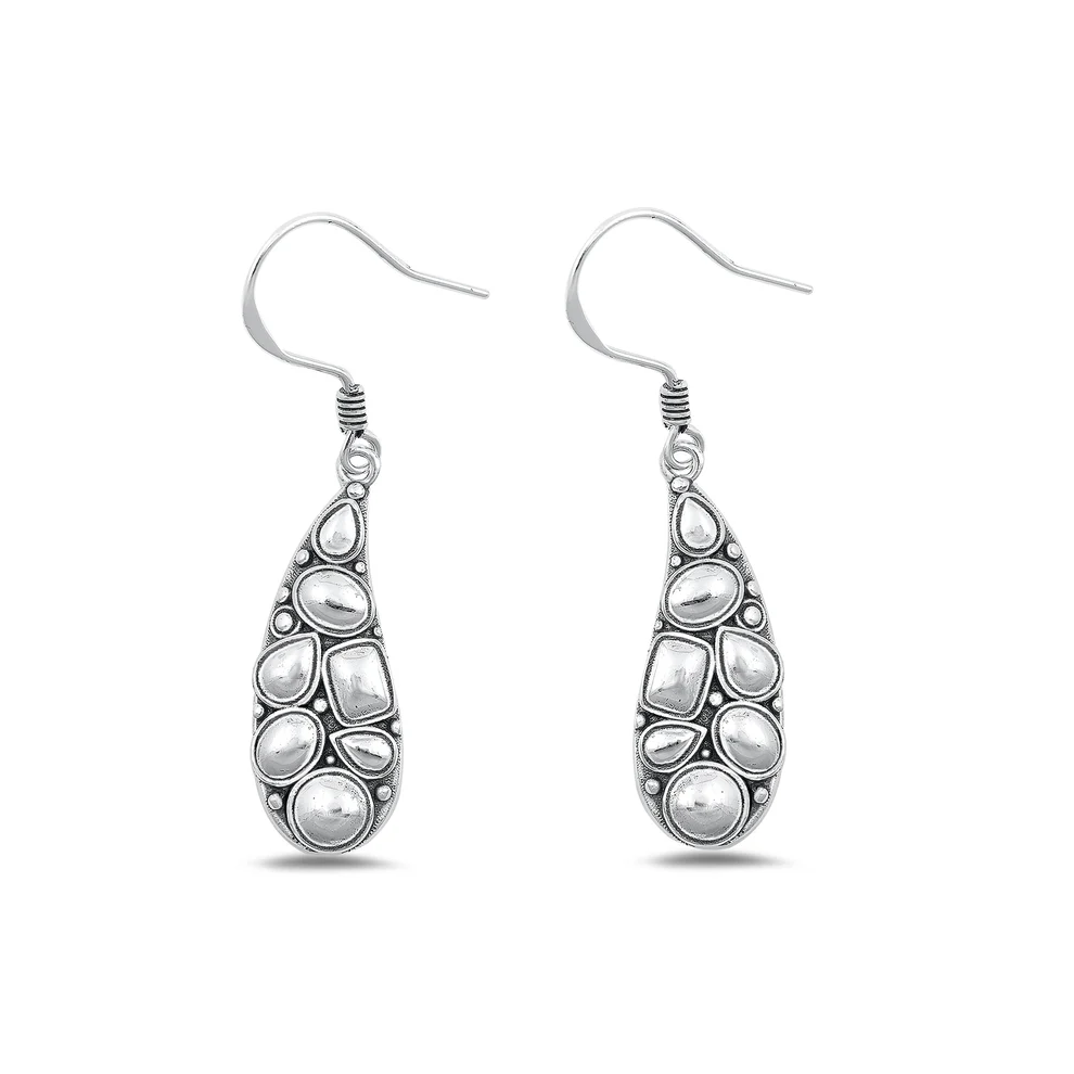 Sterling Silver Oxidized 21.8mm Bali Style Earrings