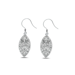 Sterling Silver Oxidized Dragonfly Bali Style Earrings