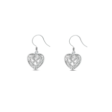 Load image into Gallery viewer, Sterling Silver Oxidized Heart Earrings