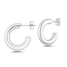 Load image into Gallery viewer, Sterling Silver Rhodium Plated And Polished Hoop Earrings
