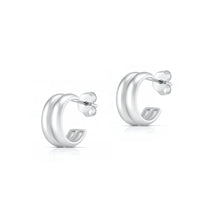 Load image into Gallery viewer, Sterling Silver Rhodium Plated Open Hoop Earrings