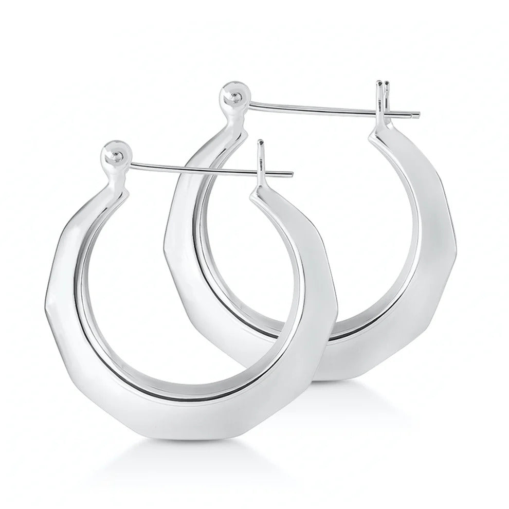 Sterling Silver Oxidized Hoop Earrings