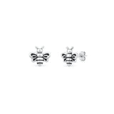 Sterling Silver Oxidized And Polished Bee Earrings