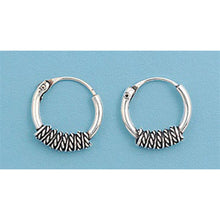 Load image into Gallery viewer, Sterling Silver Bali Hoop Earring, Diameter 13mm, Thickness 2mm
