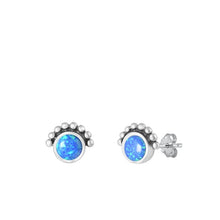 Load image into Gallery viewer, Sterling Silver Oxidized Blue Lab Opal Earring-8mm