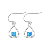 Sterling Silver Oxidized Blue Lab Opal Earrings-15.2mm