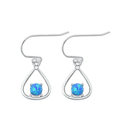 Sterling Silver Oxidized Blue Lab Opal Earrings-15.2mm