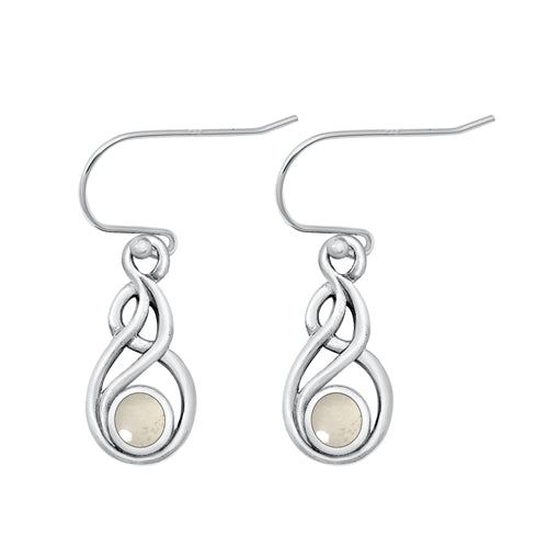Sterling Silver Oxidized Genuine Moonstone Earrings-21.5mm