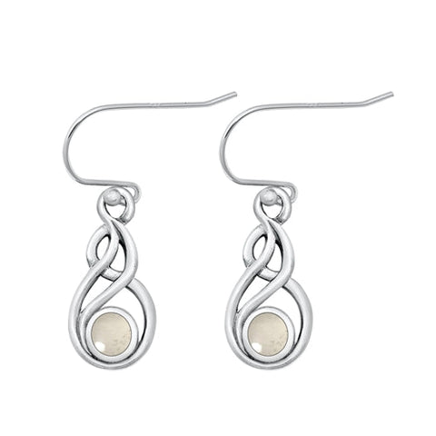 Sterling Silver Oxidized Genuine Moonstone Earrings-21.5mm