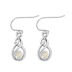 Sterling Silver Oxidized Genuine Moonstone Earrings-21.5mm