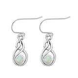 Sterling Silver Oxidized White Lab Opal Earrings-21.5mm