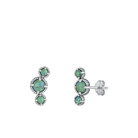 Sterling Silver Oxidized Genuine Turquoise Earrings-15.8mm