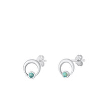 Load image into Gallery viewer, Sterling Silver Oxidized Genuine Turquoise Earring-7.3mm