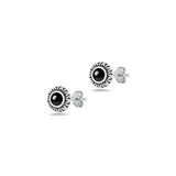 Sterling Silver Oxidized And Polished Black Onyx Sunburst Earrings