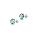 Sterling Silver Oxidized And Polished Turquoise Sunburst Earrings